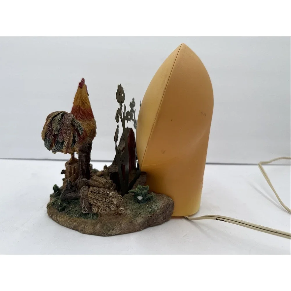 Vintage Rooster and Barn Farm Scene Rising Sun Moon Night Light Lamp Works Great